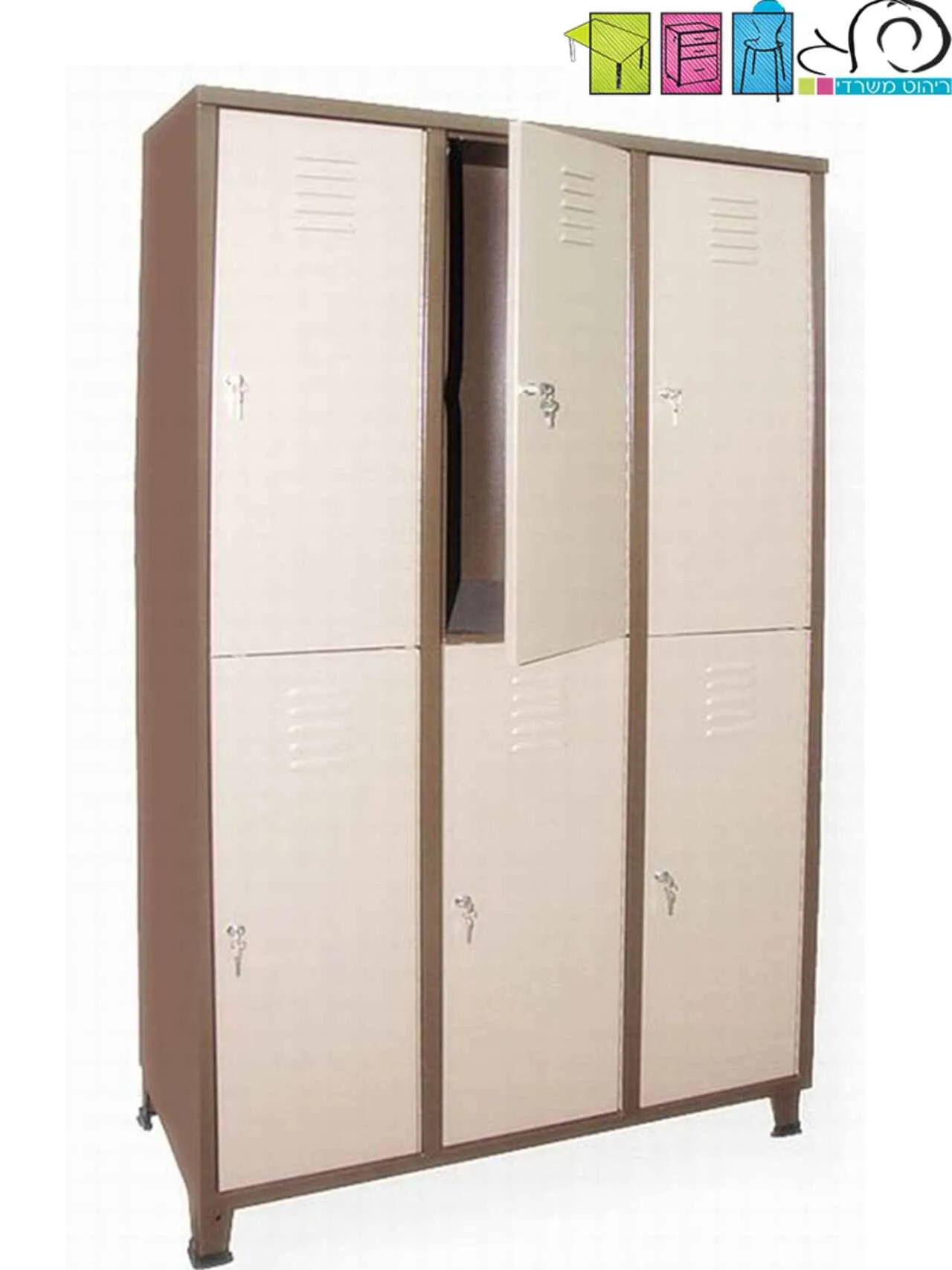 ארון הלבשה 6 תאים 2 קומות